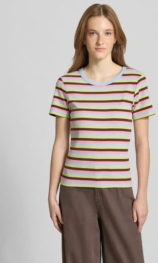 Pieces slim fit T-shirt van katoenmix model 'MAY' - Foto 2