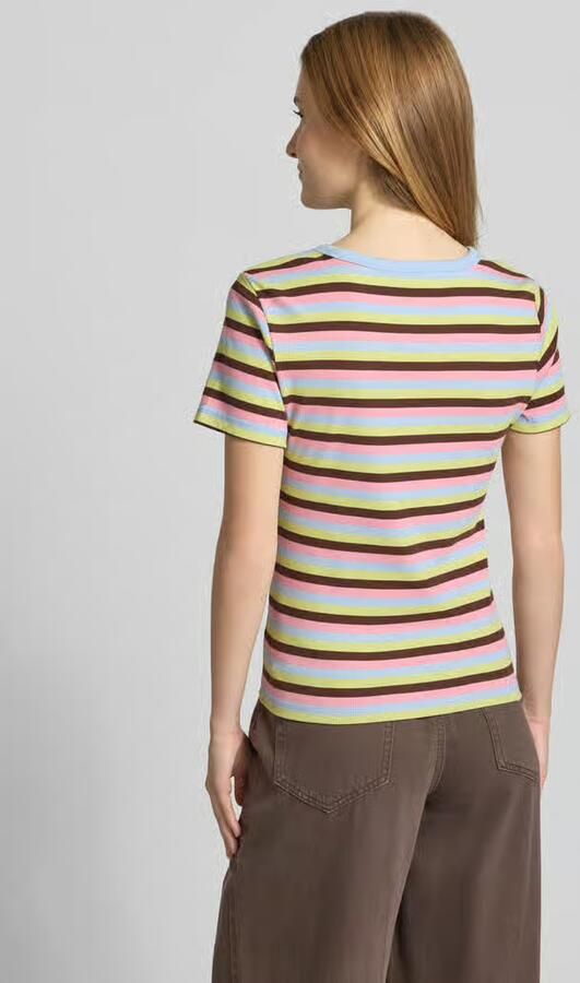 Pieces slim fit T-shirt van katoenmix model 'MAY' - Foto 3