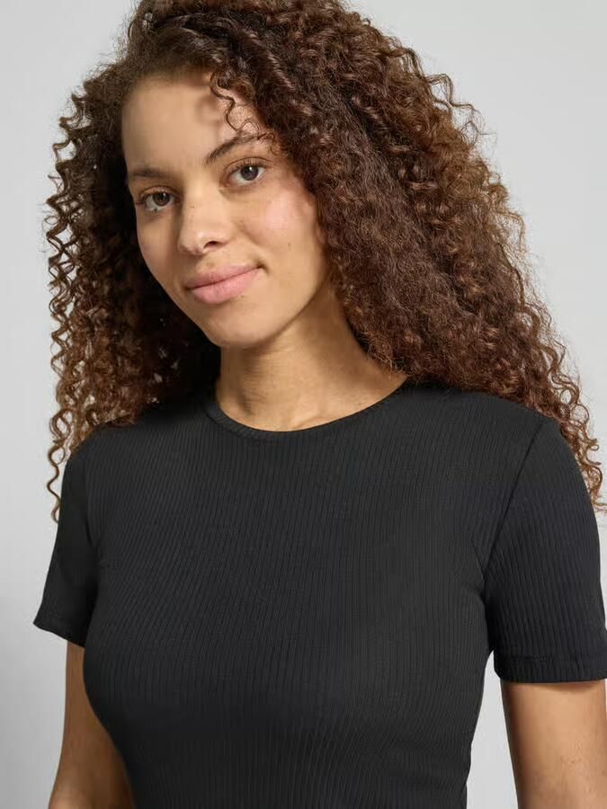 Pieces slim fit T-shirt van katoenmix model 'RUKA' - Foto 4