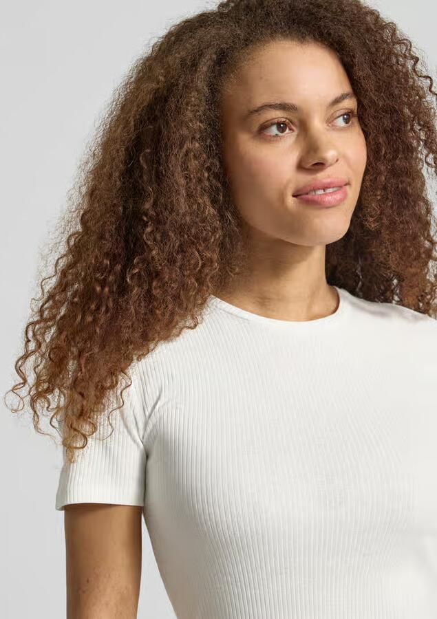 Pieces slim fit T-shirt van katoenmix model 'RUKA' - Foto 4