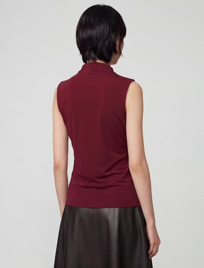 Pieces Shirt met staande kraag PCMADISON SL DRAPED TOP NOOS BC
