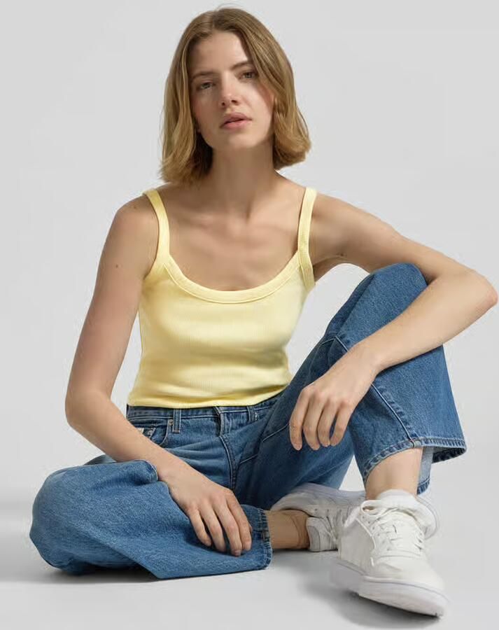 Pieces slim fit tanktop van mix van biologisch katoen model 'MAY'