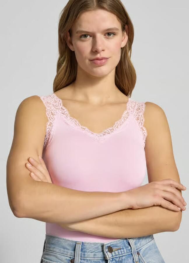 Pieces Slim fit tanktop van viscosemix model 'BARBERA LACE' - Foto 2