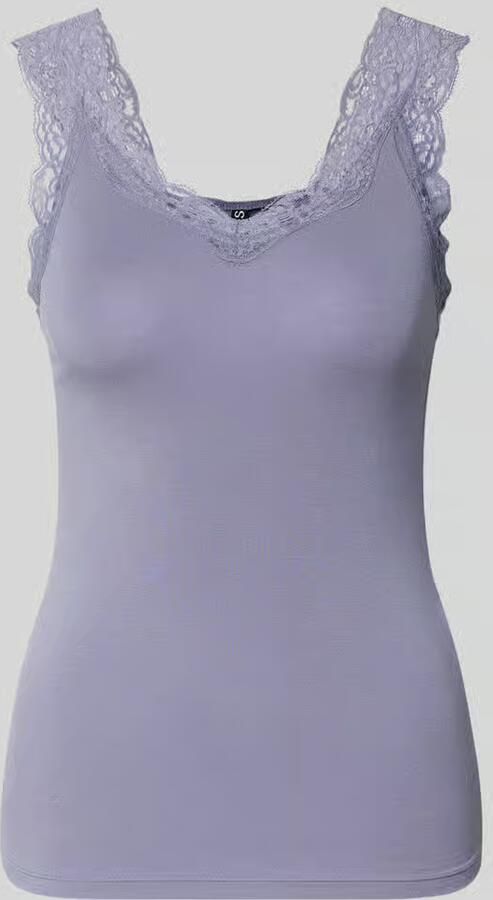 Pieces Slim fit tanktop van viscosemix model 'BARBERA LACE'