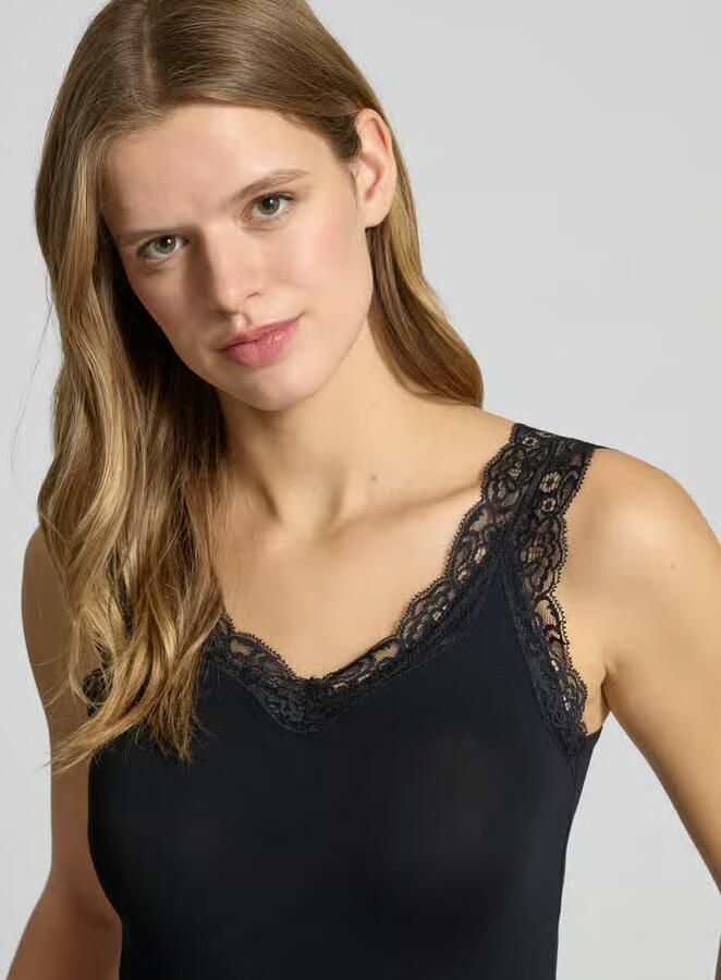 Pieces Slim fit tanktop van viscosemix model 'BARBERA LACE' - Foto 2