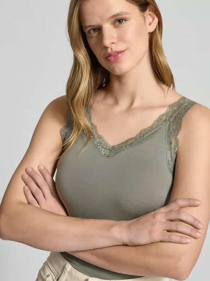Pieces Slim fit tanktop van viscosemix model 'BARBERA LACE' - Foto 2