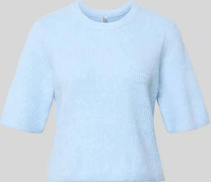 Pieces T-shirt in boxy fit van ribbreisel met wolgehalte model 'SILLY'