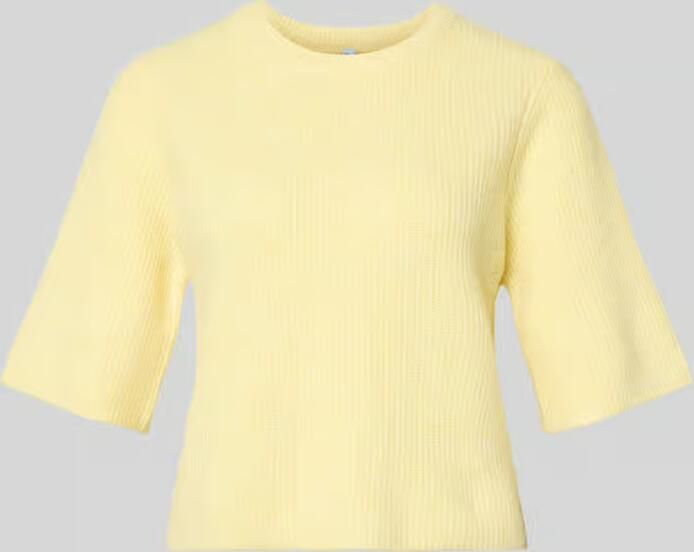 Pieces T-shirt in boxy fit van ribbreisel met wolgehalte model 'SILLY'