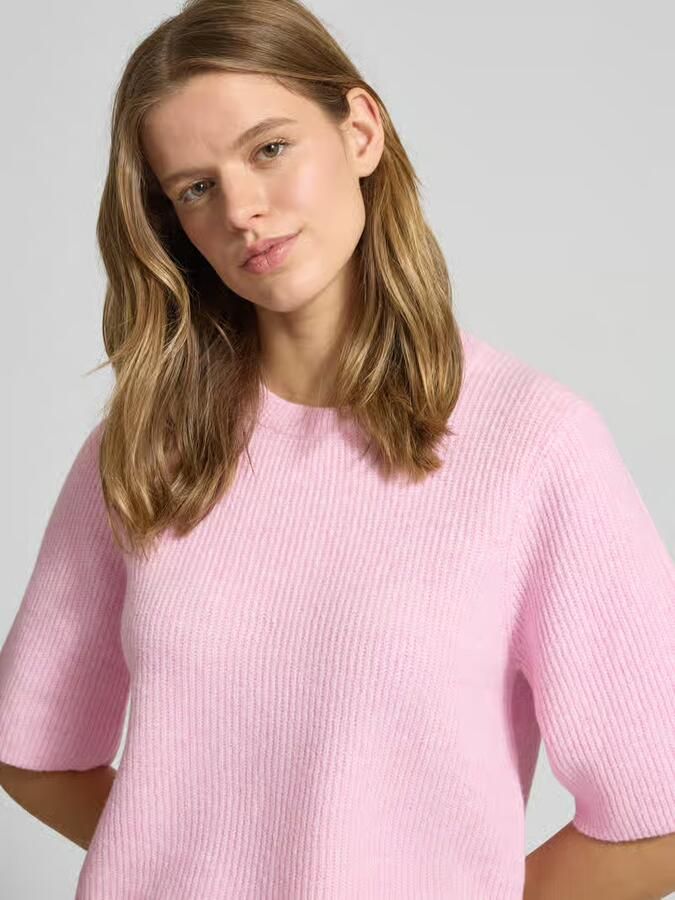 Pieces T-shirt in boxy fit van ribbreisel met wolgehalte model 'SILLY' - Foto 4