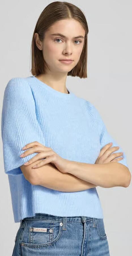 Pieces T-shirt in boxy fit van ribbreisel met wolgehalte model 'SILLY' - Foto 3
