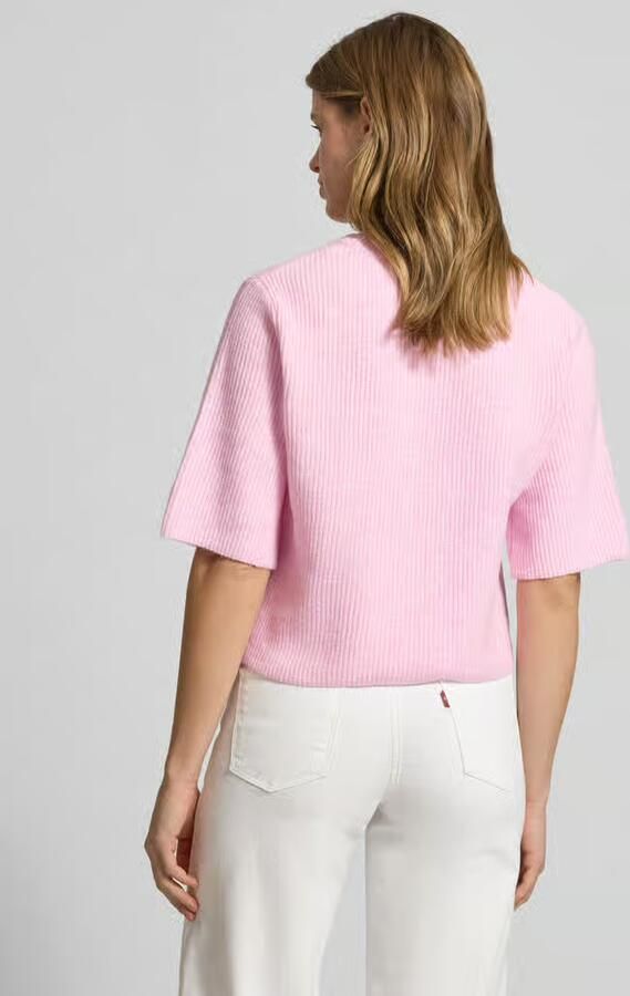 Pieces T-shirt in boxy fit van ribbreisel met wolgehalte model 'SILLY' - Foto 5