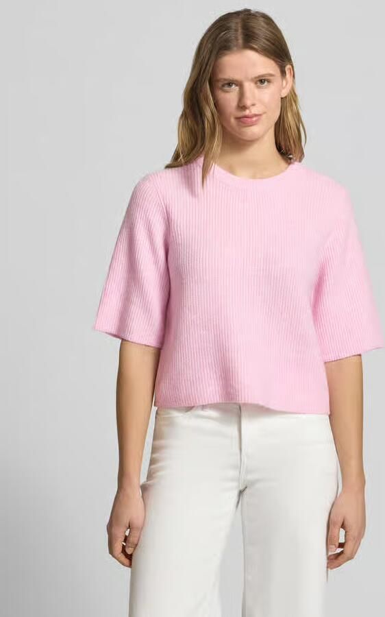 Pieces T-shirt in boxy fit van ribbreisel met wolgehalte model 'SILLY' - Foto 6