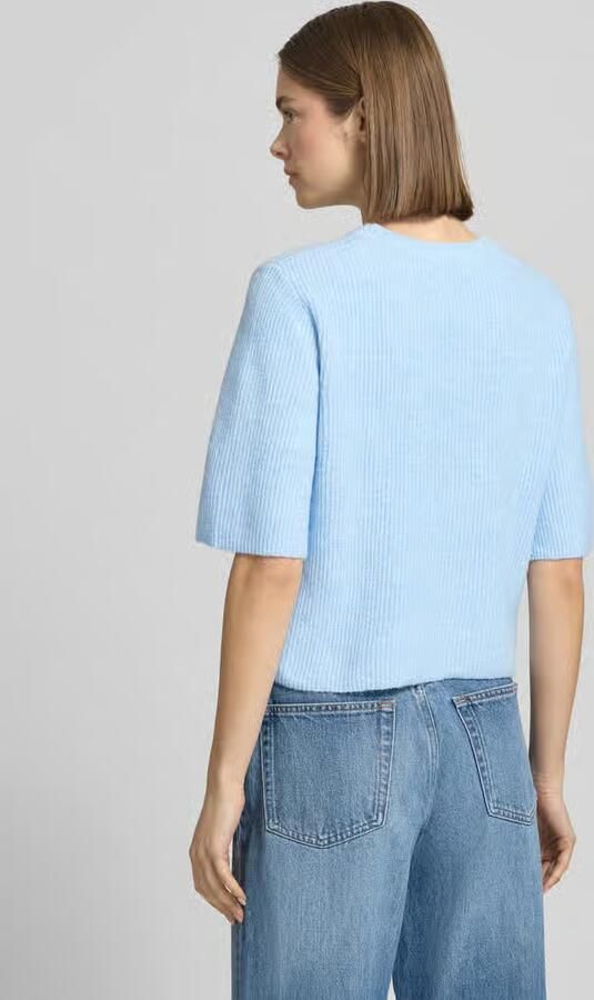 Pieces T-shirt in boxy fit van ribbreisel met wolgehalte model 'SILLY' - Foto 3