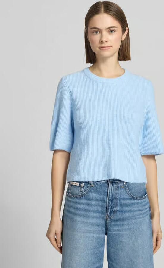 Pieces T-shirt in boxy fit van ribbreisel met wolgehalte model 'SILLY' - Foto 4