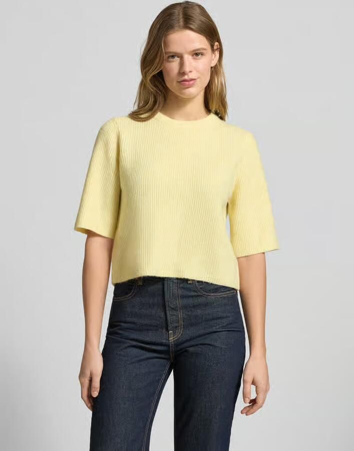 Pieces T-shirt in boxy fit van ribbreisel met wolgehalte model 'SILLY' - Foto 4
