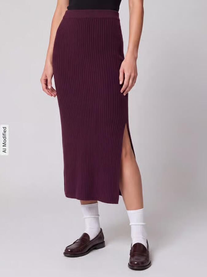 Pieces Uitlopende kokerrok met wol model 'AVA' - Foto 3