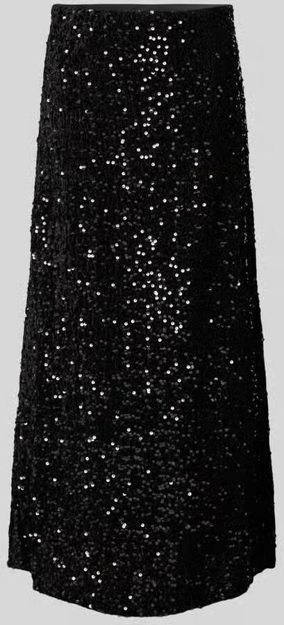 Pieces Uitlopende midirok met pailletten model 'SILVER SEQ'