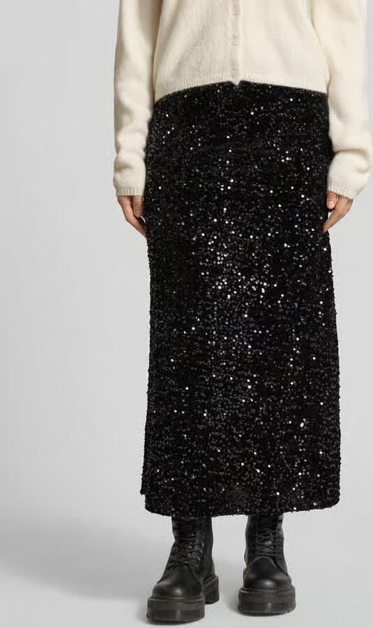Pieces Uitlopende midirok met pailletten model 'SILVER SEQ' - Foto 3
