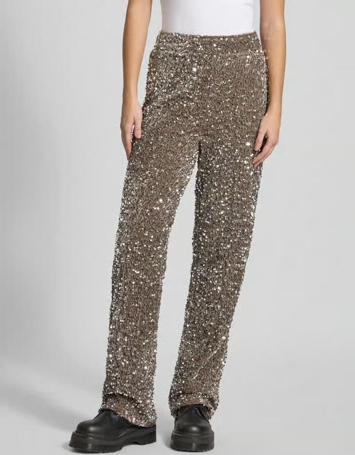 Pieces Relaxed fit wijde broek met pailletten model 'KAM' - Foto 2