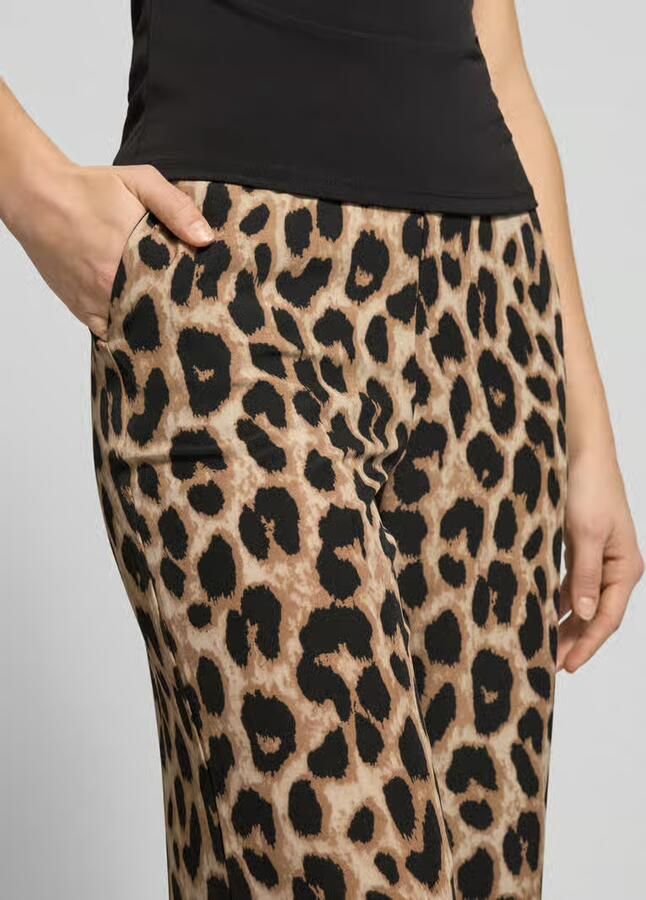 PIECES high waist wide leg pantalon met dierenprint zwart beige - Foto 5
