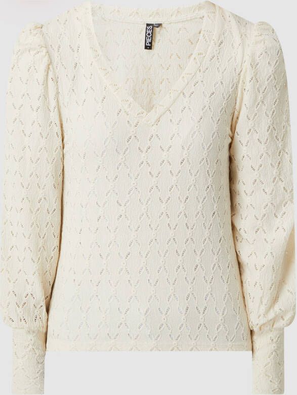 Pieces Regular fit blouseshirt met structuurtricot model 'CHRISTY'