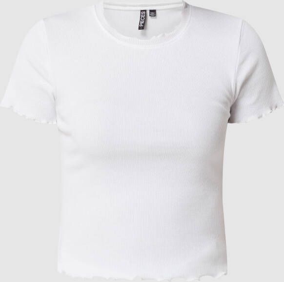 Pieces T-shirt met geschulpte zoom model 'Omilla'