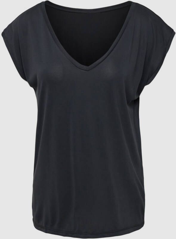 Pieces T-shirt met V-hals en siernaad