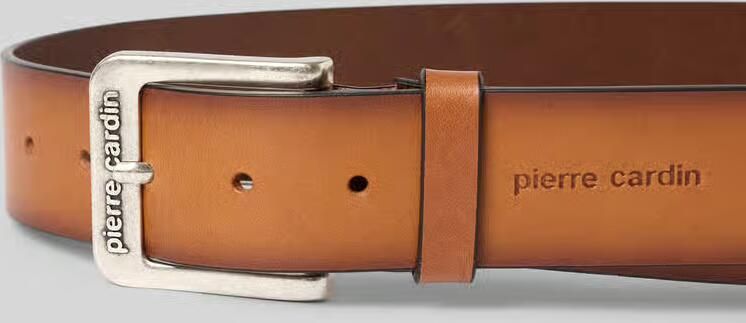 Pierre Cardin Leren riem met labelapplicatie model 'Jeanser Used'