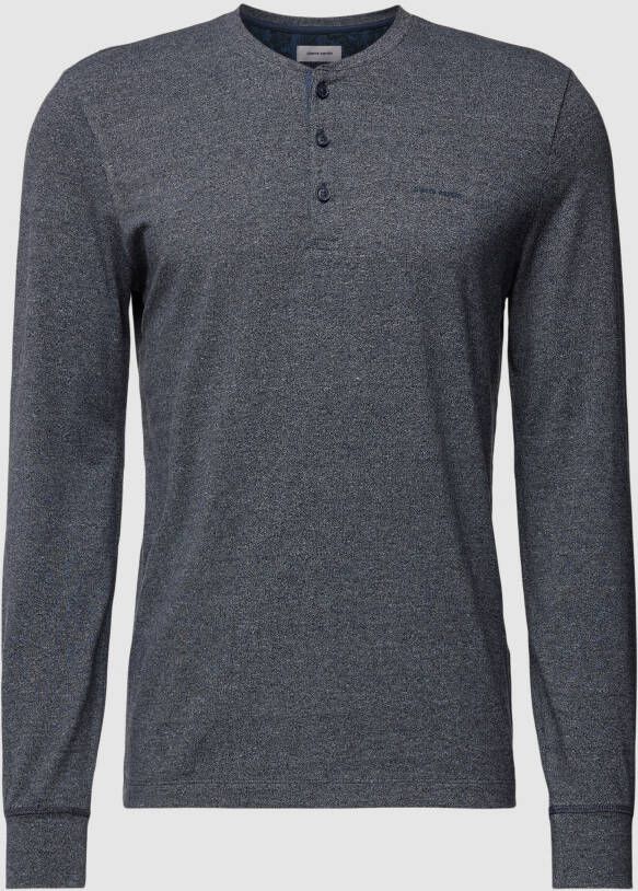 Pierre Cardin Shirt met lange mouwen korte knoopsluiting en labeldetail