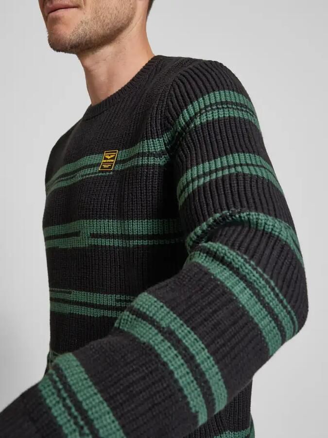 PME Legend Gestreepte gebreide trui voor heren Black Heren - Foto 5