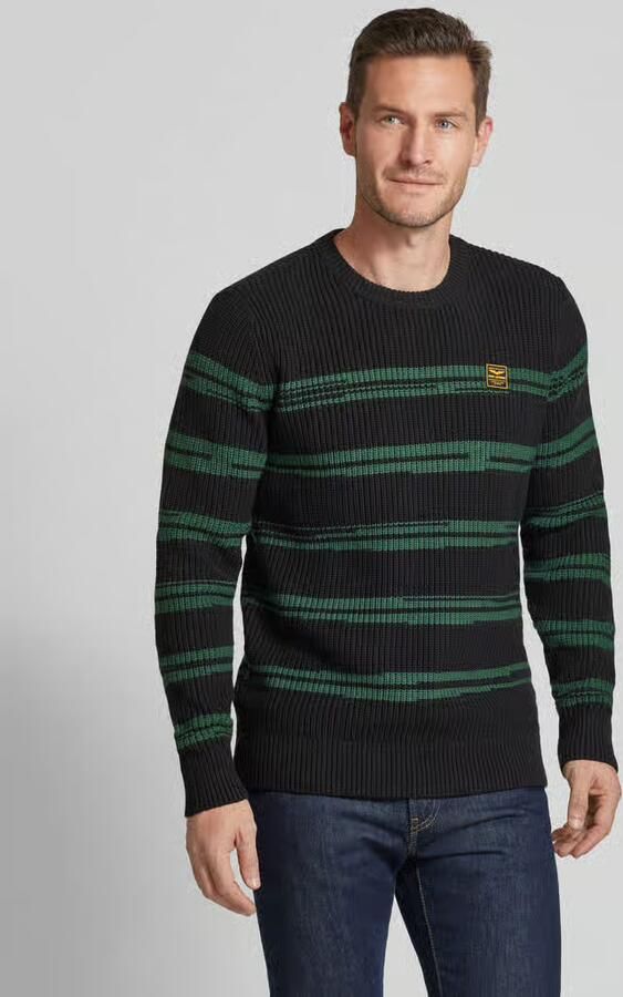 PME Legend Gestreepte gebreide trui voor heren Black Heren - Foto 4