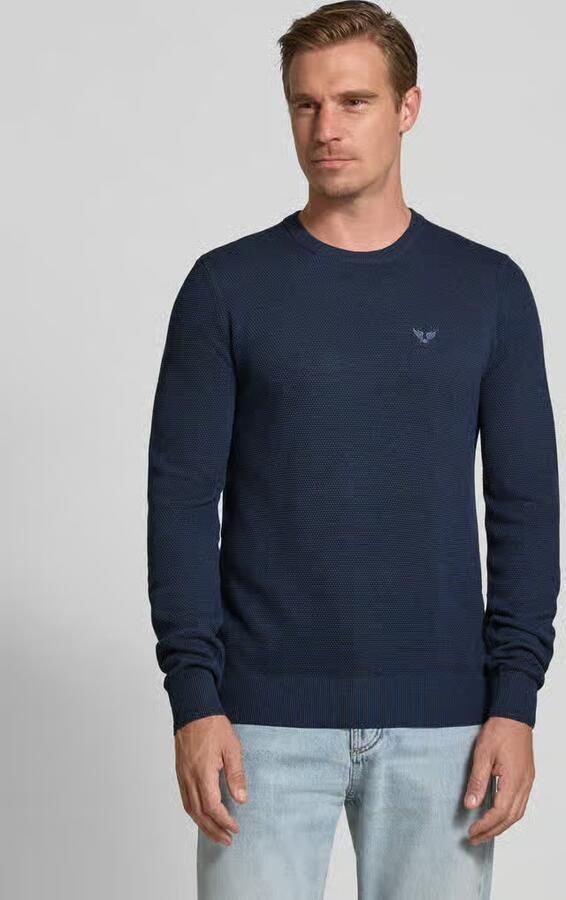 PME Legend Gebreide pullover met logostitching model 'Ricecorn'