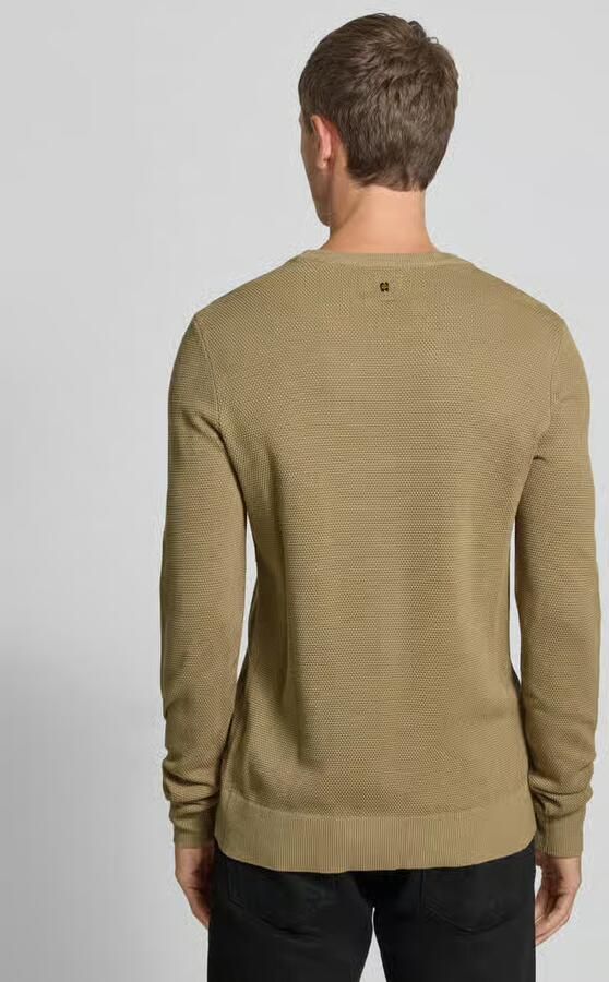 PME Legend Gebreide pullover met ronde hals en labelstitching