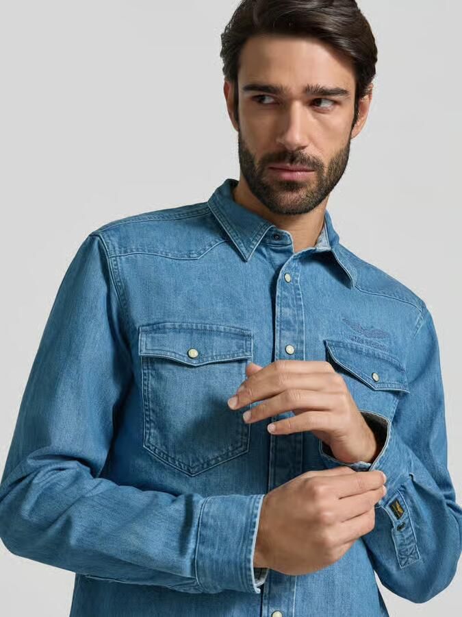 PME Legend Jeansoverhemd met labelstitching - Foto 2