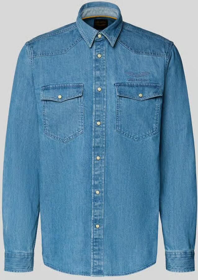 PME Legend Jeansoverhemd met labelstitching