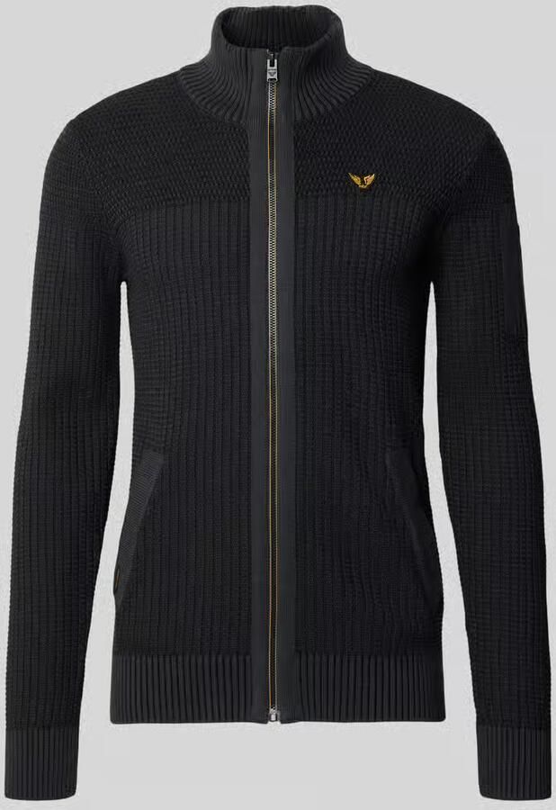 PME Legend Regular fit gebreid jack van puur katoen met labelstitching - Foto 5
