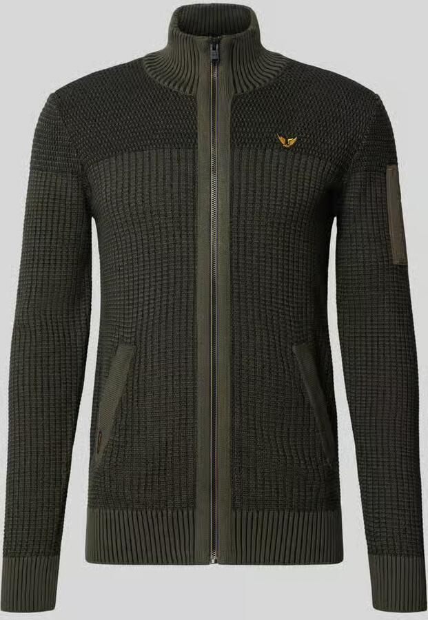 PME Legend Regular fit gebreid jack van puur katoen met labelstitching - Foto 4