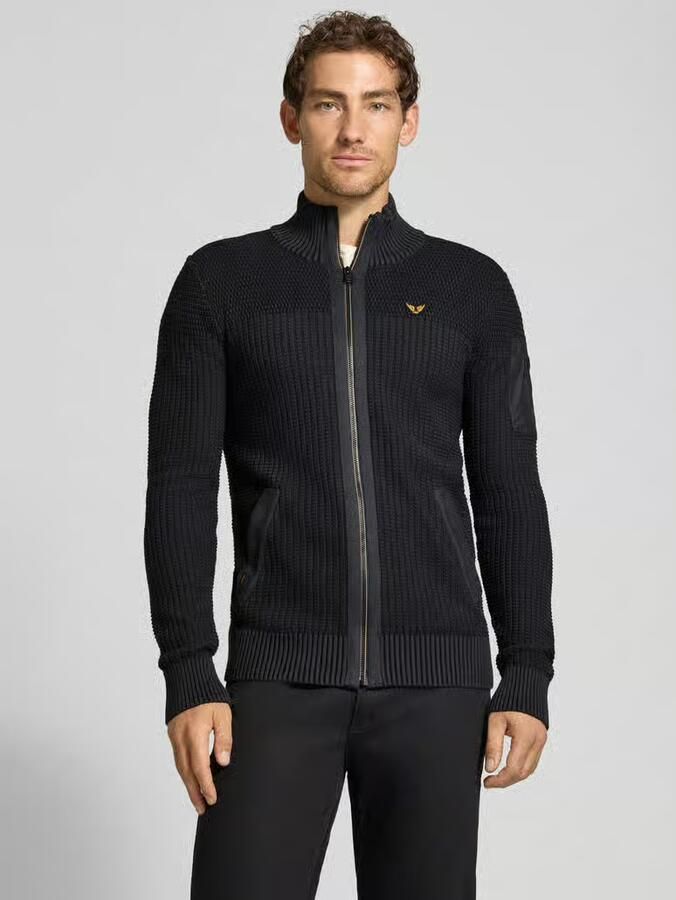 PME Legend Regular fit gebreid jack van puur katoen met labelstitching - Foto 6