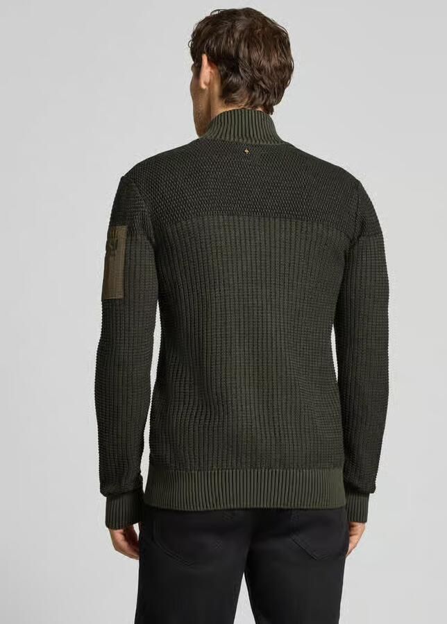 PME Legend Regular fit gebreid jack van puur katoen met labelstitching - Foto 5