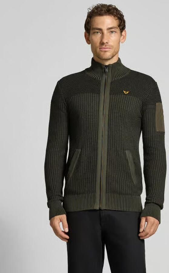 PME Legend Regular fit gebreid jack van puur katoen met labelstitching - Foto 6