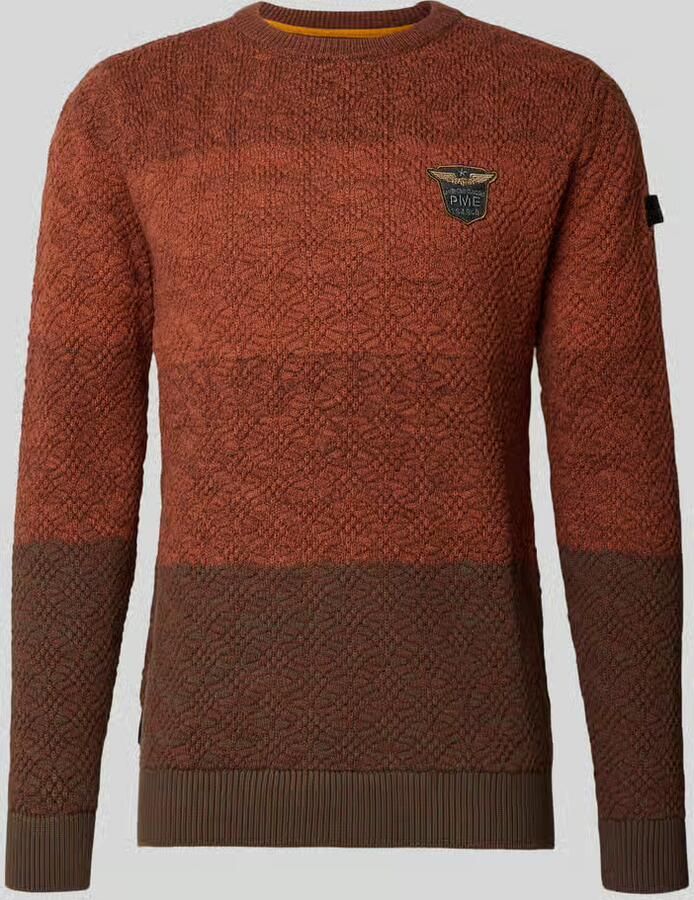 PME Legend Regular fit gebreide pullover van zuivere katoen met labeldetail - Foto 2