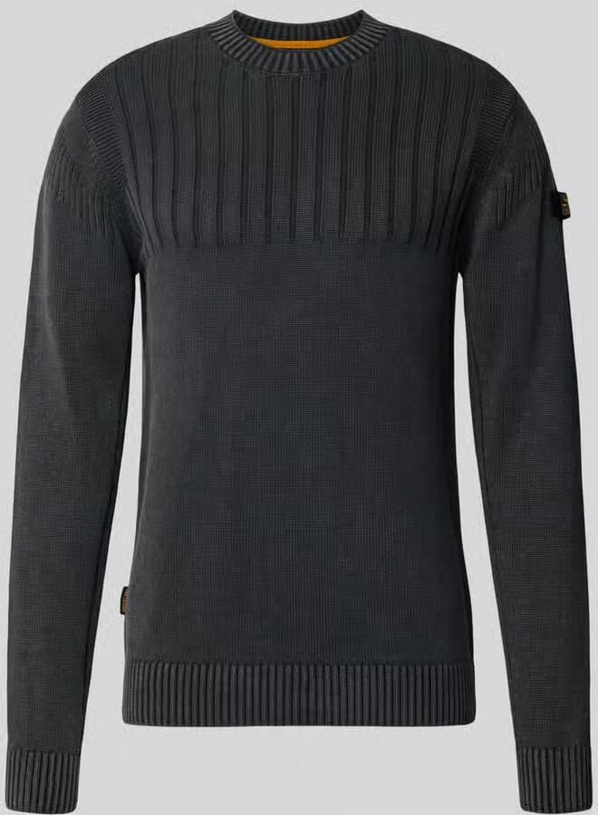 PME Legend Regular fit gebreide pullover van zuivere katoen met labeldetail - Foto 5