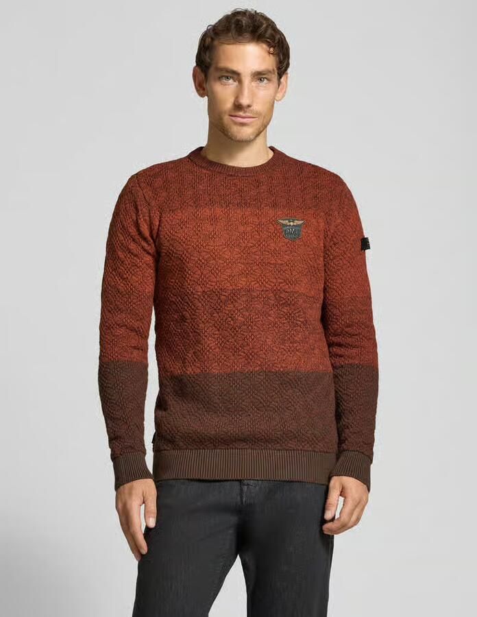 PME Legend Regular fit gebreide pullover van zuivere katoen met labeldetail - Foto 3