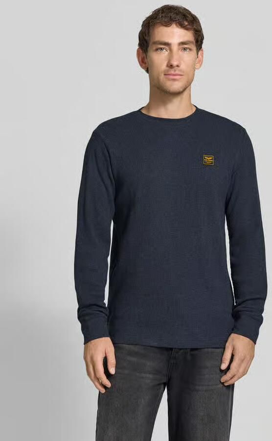 PME Legend Regular fit shirt met lange mouwen van katoen met wafelstructuur - Foto 5