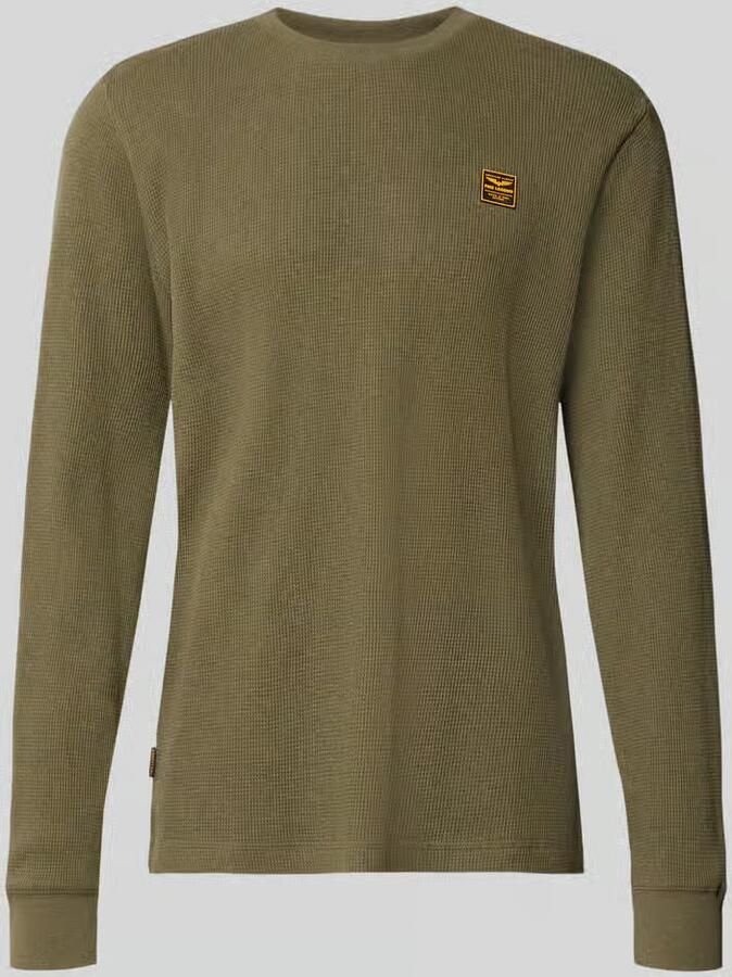 PME Legend Regular fit shirt met lange mouwen van katoen met wafelstructuur - Foto 4