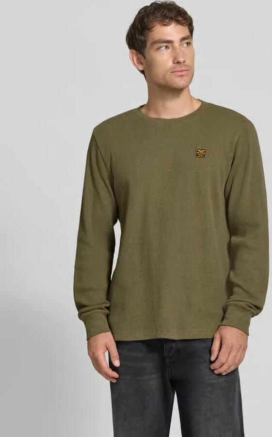 PME Legend Regular fit shirt met lange mouwen van katoen met wafelstructuur - Foto 6