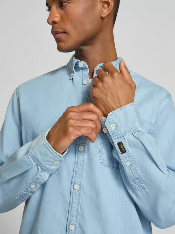 PME Legend regular fit vrijetijdshemd met borstzak en labeldetail