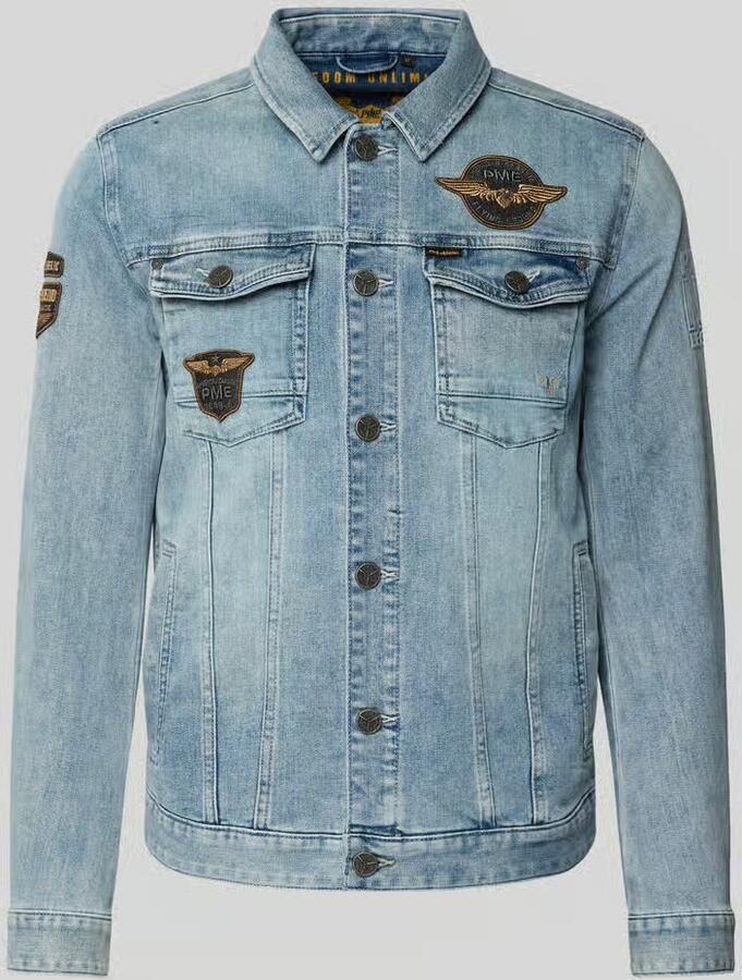 PME Legend Spijkerjack met labelpatches en borstzakken - Foto 3