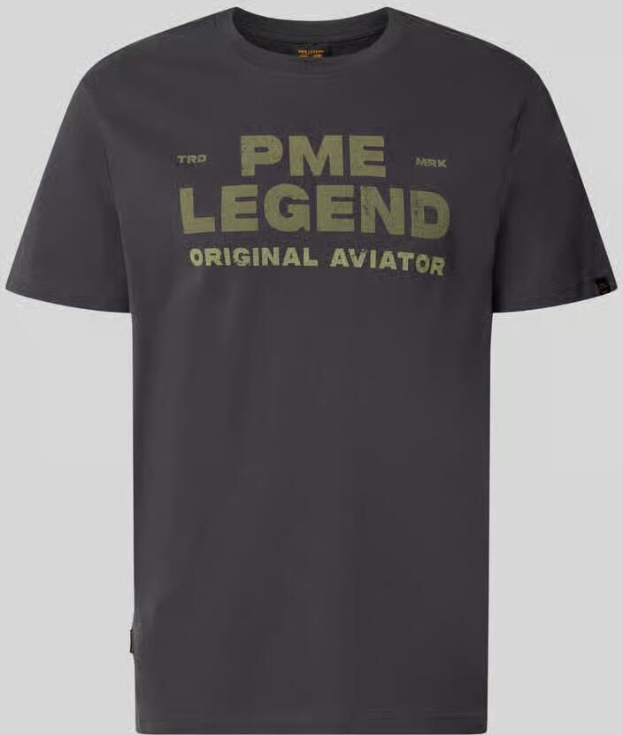 PME Legend regular fit T-shirt met logo donkerbruin - Foto 4