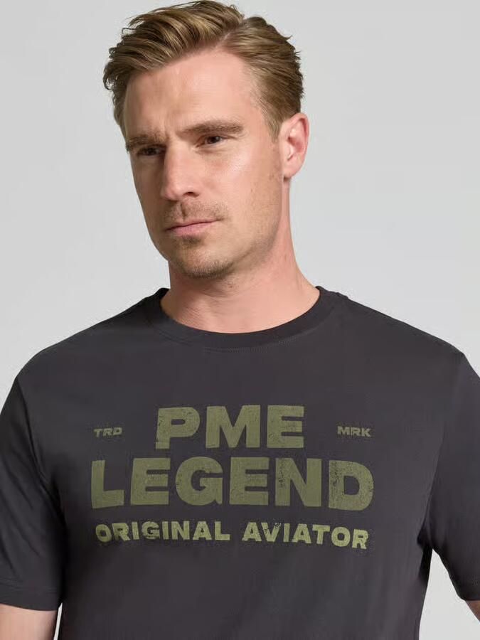 PME Legend regular fit T-shirt met logo donkerbruin - Foto 5